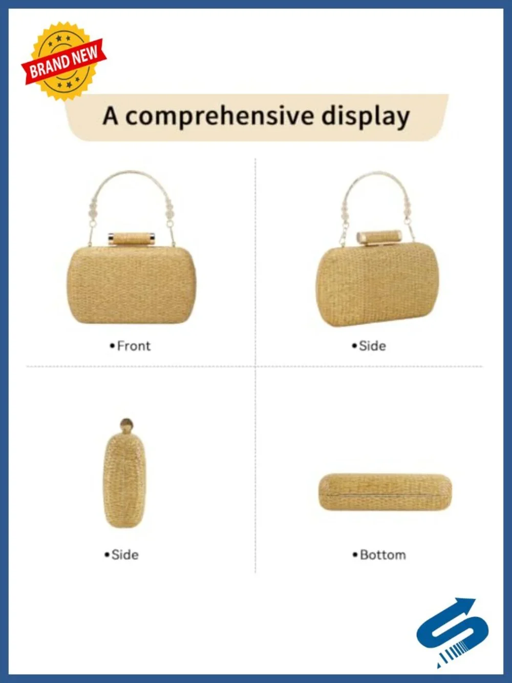 Straw Woven Clutch Purse for Women Evening Wedding Beach Bag